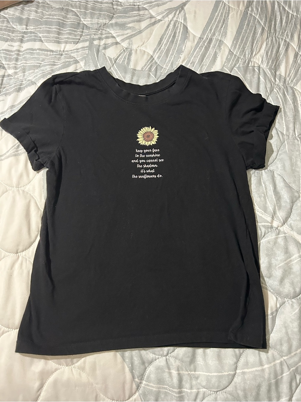Women's Black Sunflower Graphic Tee - Casual Crew Neck